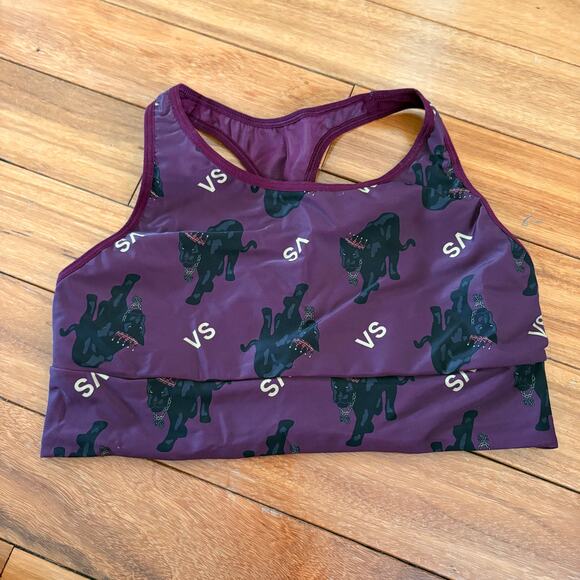 Victoria's Secret Sport Burgundy Panther Racerback Sports Bra Size L - Picture 1 of 4